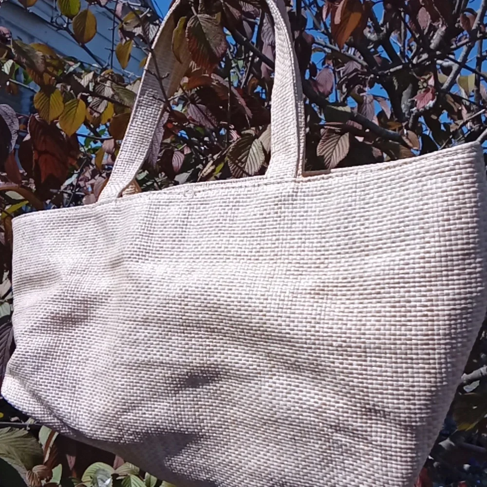 Strawberry Embroidered Beige Tote Bag EUC - Picture 3 of 5